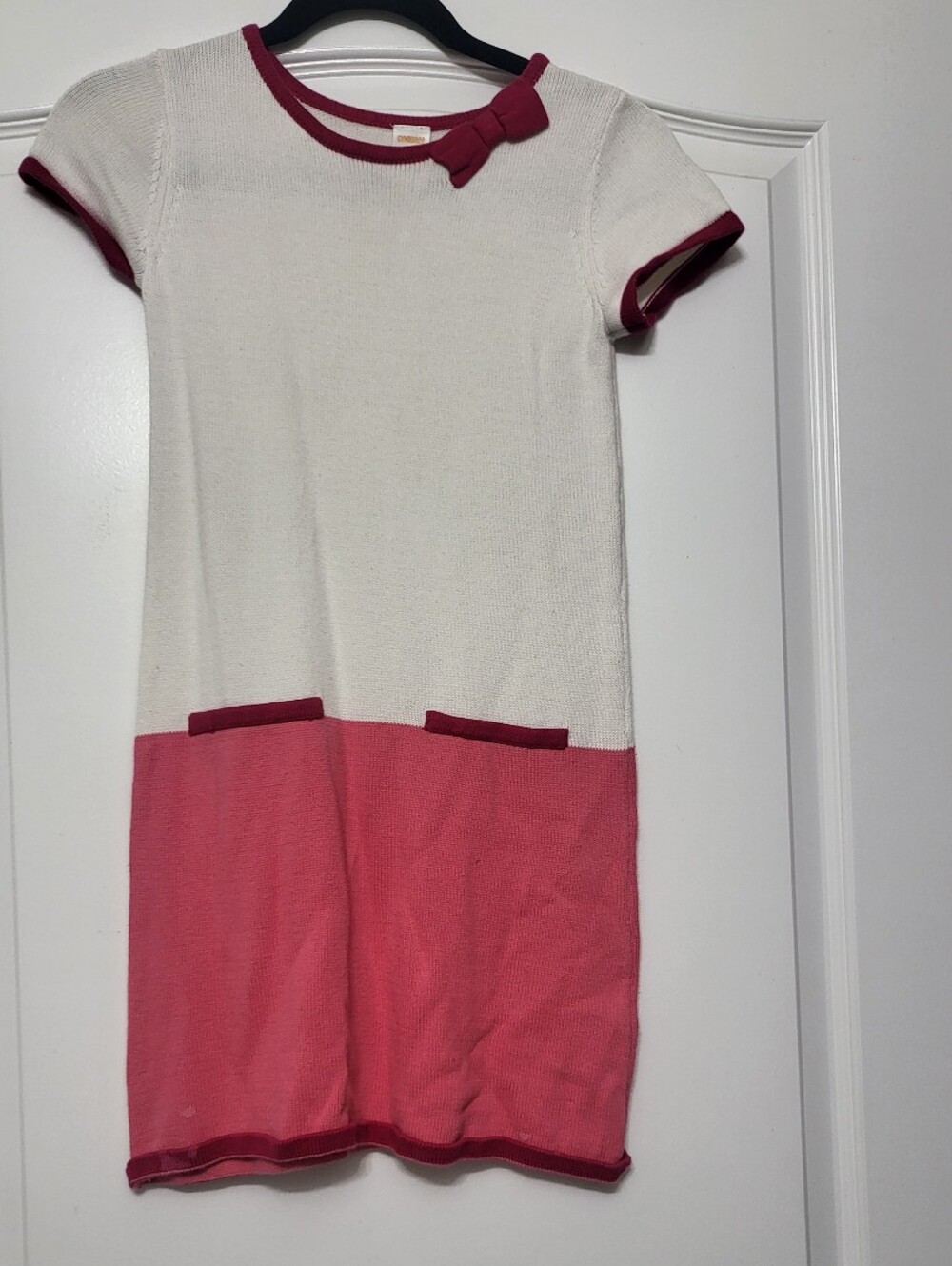 Gymboree Cream and Pink Colorblock Knit Dress with Bow